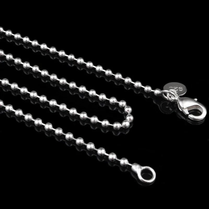 Aravant 925 Silver 2MM Bead Chain Necklace For Women Fashion Jewelry Gifts Vera Lux