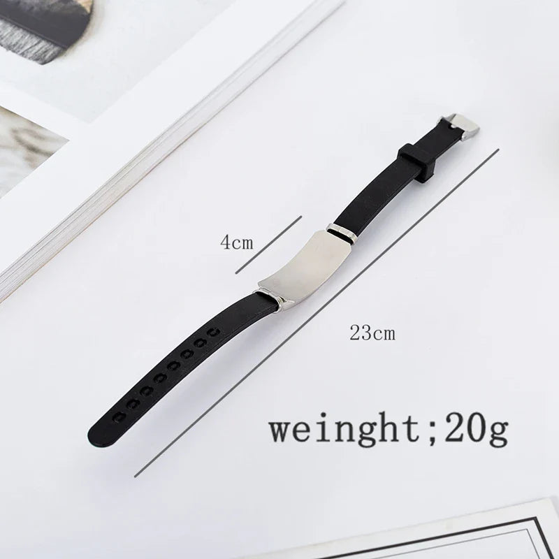 Personalized Engraved Name Letter Logo Bracelet Stainless Steel Silicone Bracelets Bangles For Men Women Custom Jewelry Vera Lux