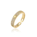Classic Design Bling Bling Cross Ring 2026 Fashion Gold Color CZ Open Ring Adjustable Wholesale Christian Jewelry Gift Vera Lux