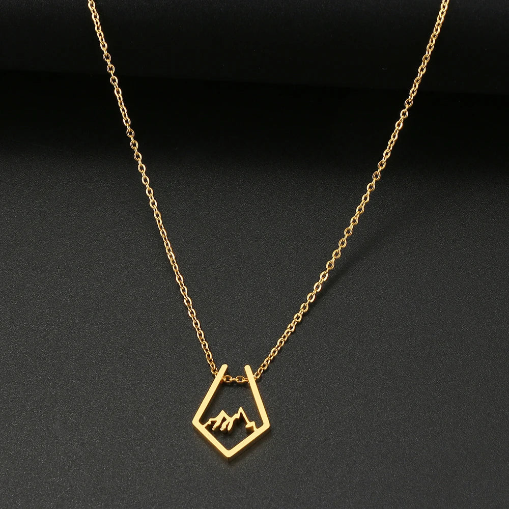 Stainless Steel Necklaces Irregular Mountain Peak Pendant Chain Collar Charm Fashion Necklace For Women Jewelry Party Men Gifts Vera Lux