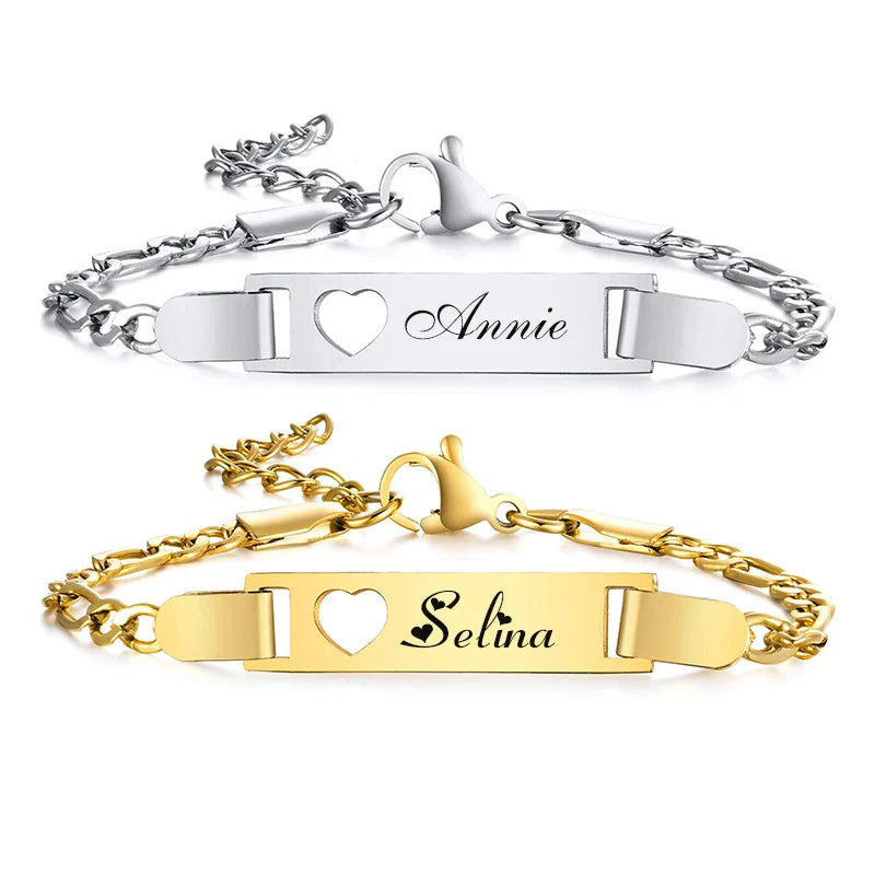 Custom Engrave Name Birth Date Bracelets,Personal Birthday Gift to Little Boy Girls , Stainless Steel Bracelet Vera Lux