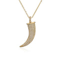 NEWBUY Luxury Full Cubic Zirconia Pave Setting Wolf's fang Pendant Necklace For Women Vintage Bohemian Style Party Jewelry Gift Vera Lux