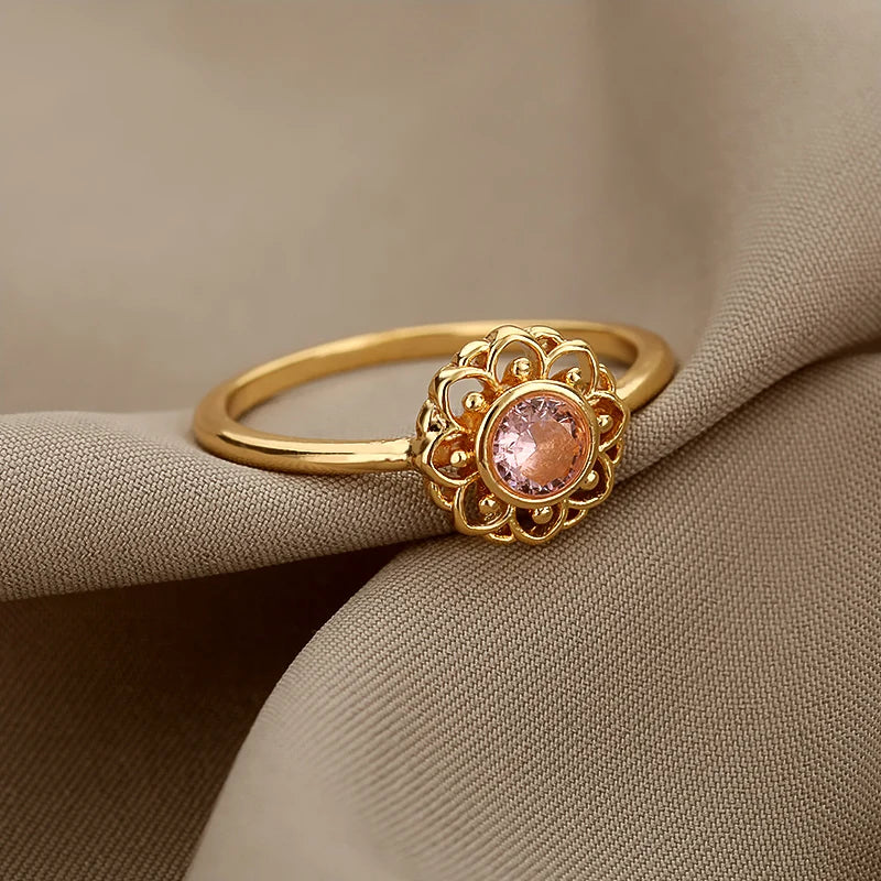 Stainless Steel Opal Finger Rings For Women Fashion Adjustable Couple Geometric Ring Handmade Aesthetic Jewelry Gift Anillos Vera Lux
