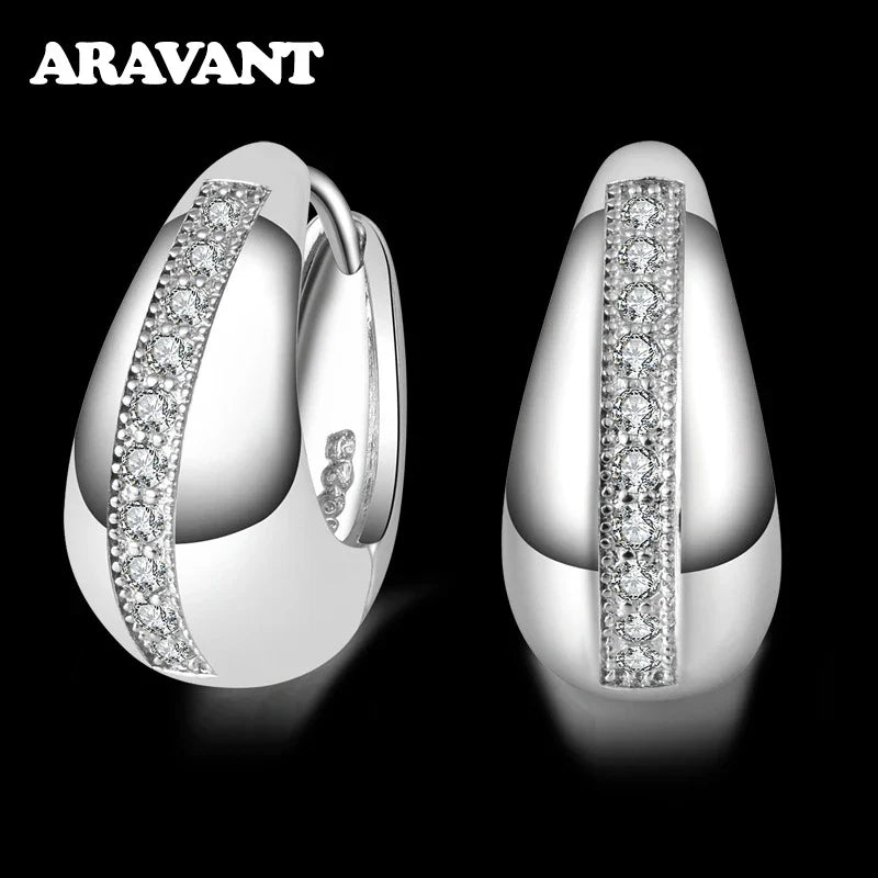 Real 925 Sterling Silver 18mm Small Hoop Earrings For Women Wedding Jewelry Gift Vera Lux