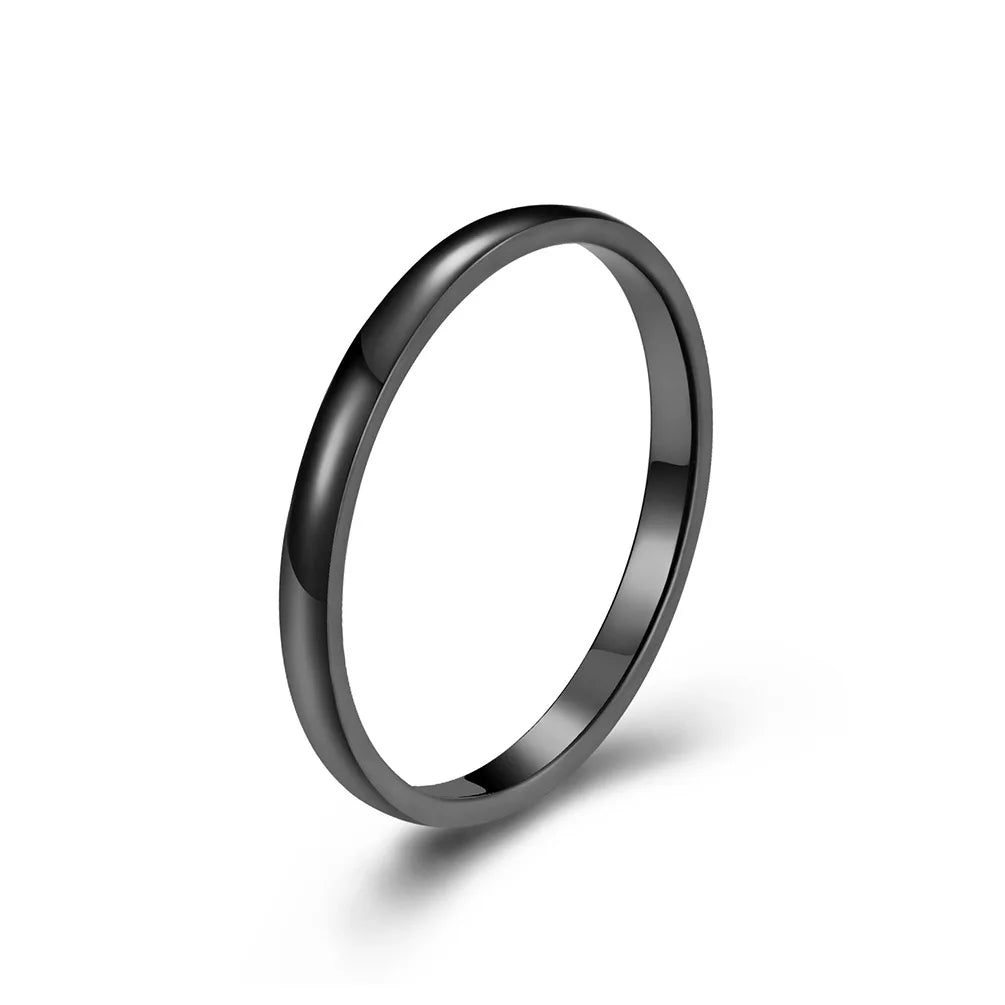 2mm Thin Stackable Ring Stainless Steel Couple Rings for Women Men Size 4-12 Vera Lux