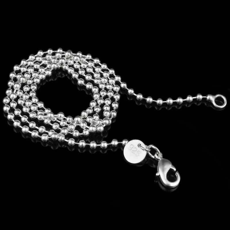 Aravant 925 Silver 2MM Bead Chain Necklace For Women Fashion Jewelry Gifts Vera Lux