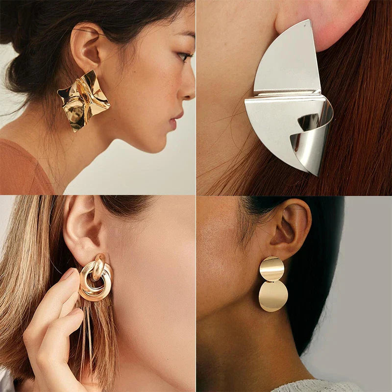 Gold Color Metal Drop Earrings Irregular Hollow Heart Pendants Earrings Twisted Geometric Personality Earrings for Women Vera Lux