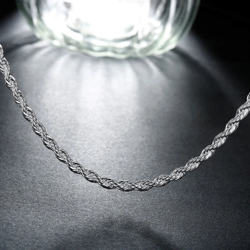 Aravant 925 Silver 4MM Twist Snake Chain Necklace For Women Fashion Jewelry Vera Lux