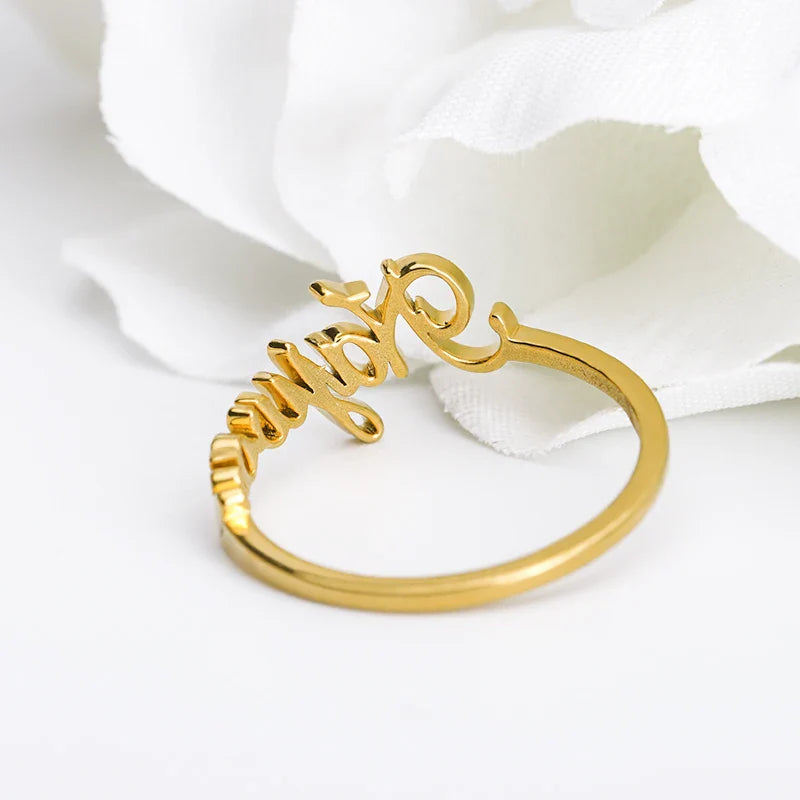 Custom Name Rings for Women Stainless Steel Gold Plated  Personalized Band Letter Initial Ring Wedding Jewelry Bijoux Femme 2023 Vera Lux