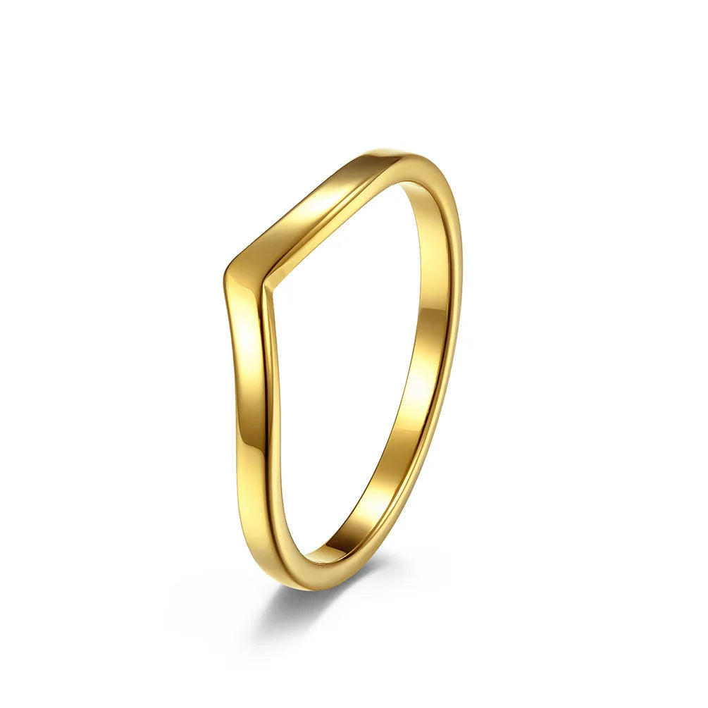 2mm Thin V Shape Stackable Ring Stainless Steel Plain Polished Band for Women Girl Size 5-10 Vera Lux