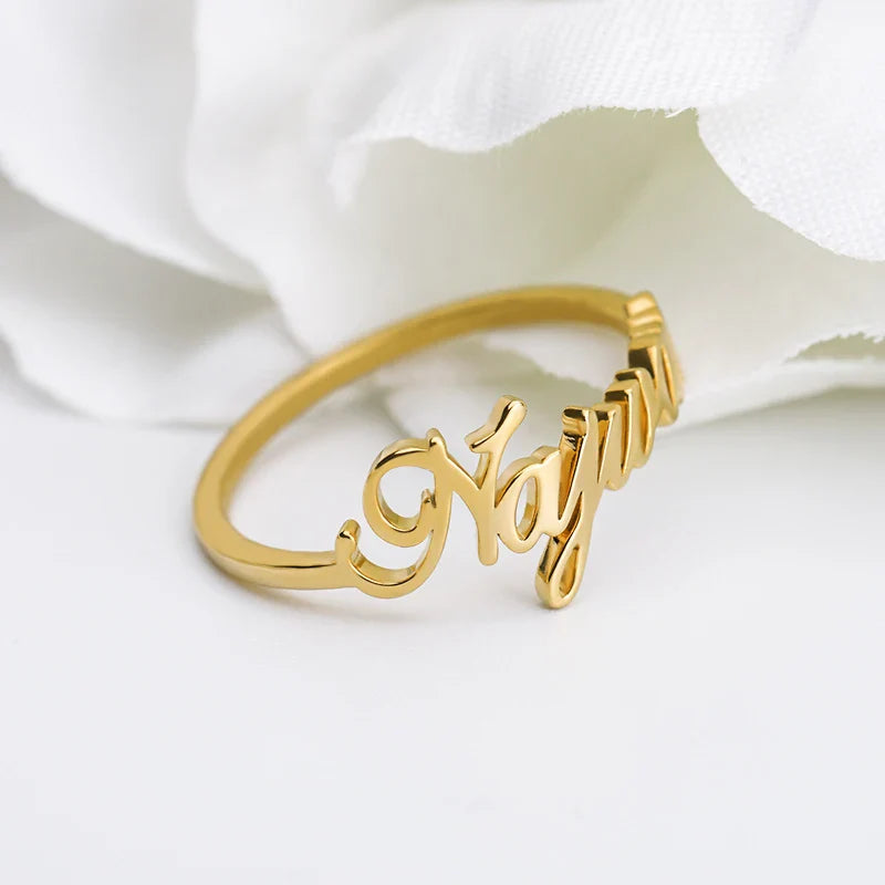 Custom Name Rings for Women Stainless Steel Gold Plated  Personalized Band Letter Initial Ring Wedding Jewelry Bijoux Femme 2023 Vera Lux