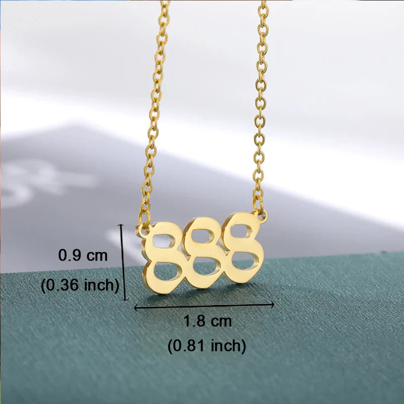 Vintage 111 444 555 666 777 888 999 Angel Number Necklace For Women Stainless Steel Chains Collar Choker Goth Aesthetic Jewelry Vera Lux