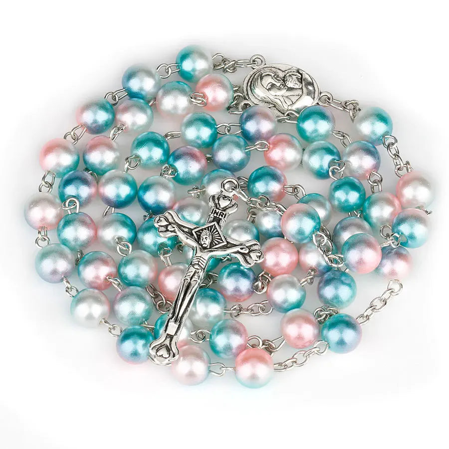 12 colors Religion Rosary necklace For Women Christian Virgin Mary Jesus Cross pendant Long beads chains Fashion Jewelry Gift Vera Lux