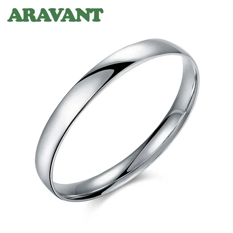 Aravant 925 Silver 10MM Smooth Bracelet&Bangle For Men Women Fashion Jewelry Gifts Vera Lux