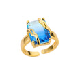 Minimalist Zircon Blue Crystal Stone Rings For Women Stainless Steel Cubic Zirconia Square Geometry Ring Party Jewelry Gift Vera Lux