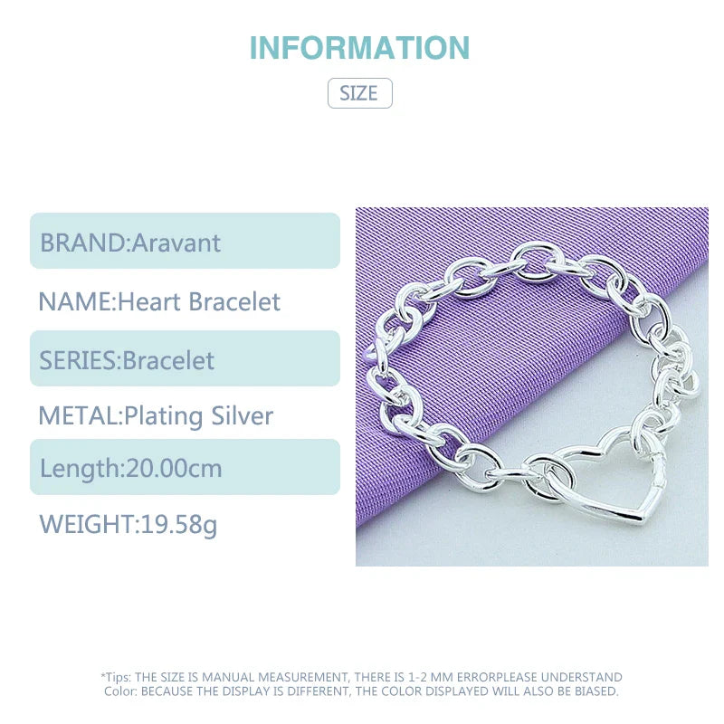 Women Bracelets Silver Heart Buckle Bracelet For Women Romantic Bracelets Silver 925 Jewelry Vera Lux