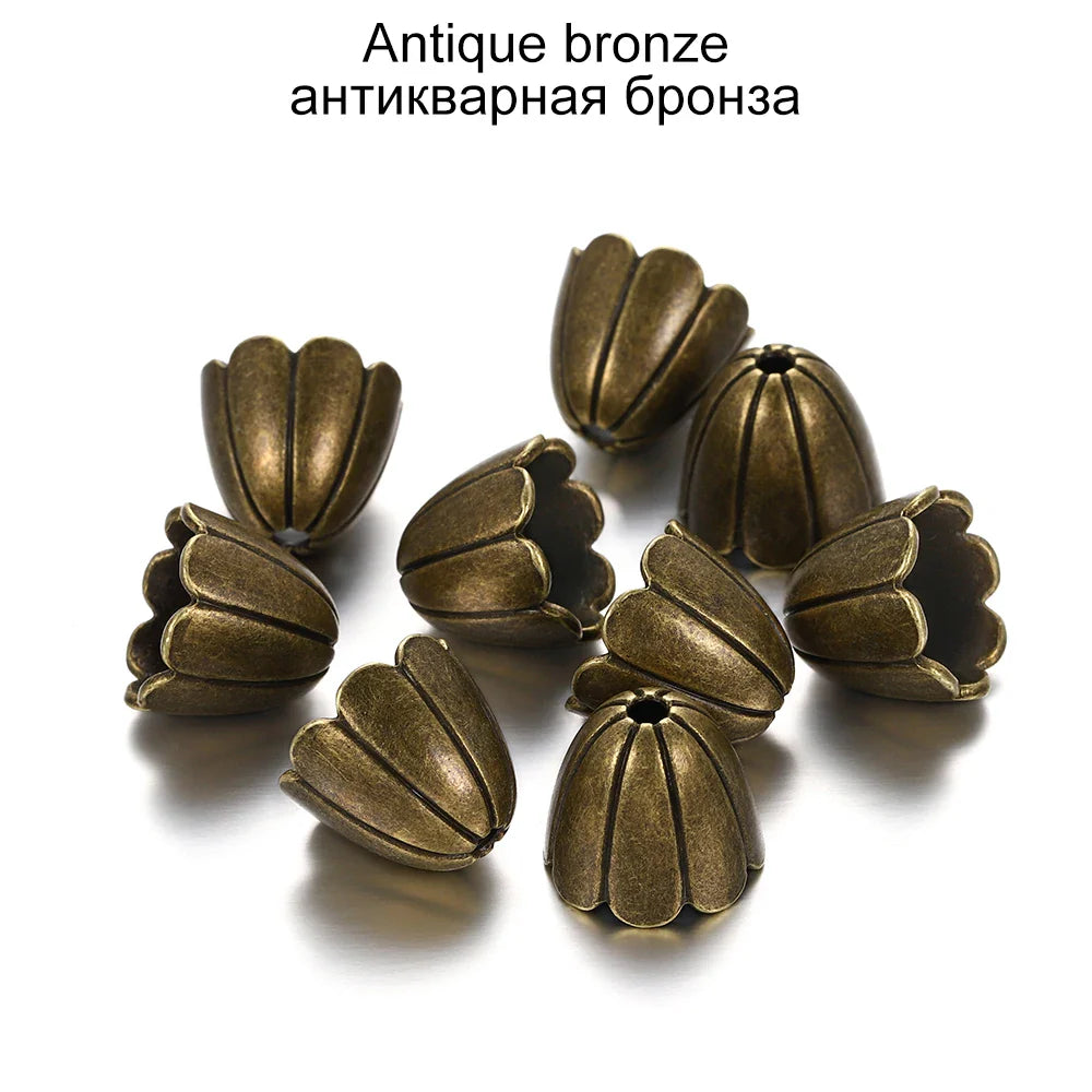 2pcs/lot Alloy Beads Caps Mixed Hollow Flower Necklace Earrings End Beads Cap Connectors For DIY Jewelry Making Accessroies Vera Lux