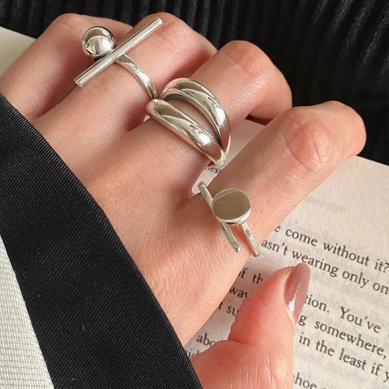 VENTFILLE 925 Sterling Silver Rings New Fashion Party Jewelry Vintage Charm Double Layer Geometric Nail Design Accessories Gifts Vera Lux