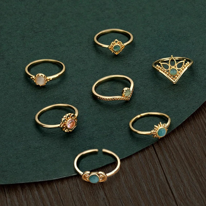 Stainless Steel Opal Finger Rings For Women Fashion Adjustable Couple Geometric Ring Handmade Aesthetic Jewelry Gift Anillos Vera Lux