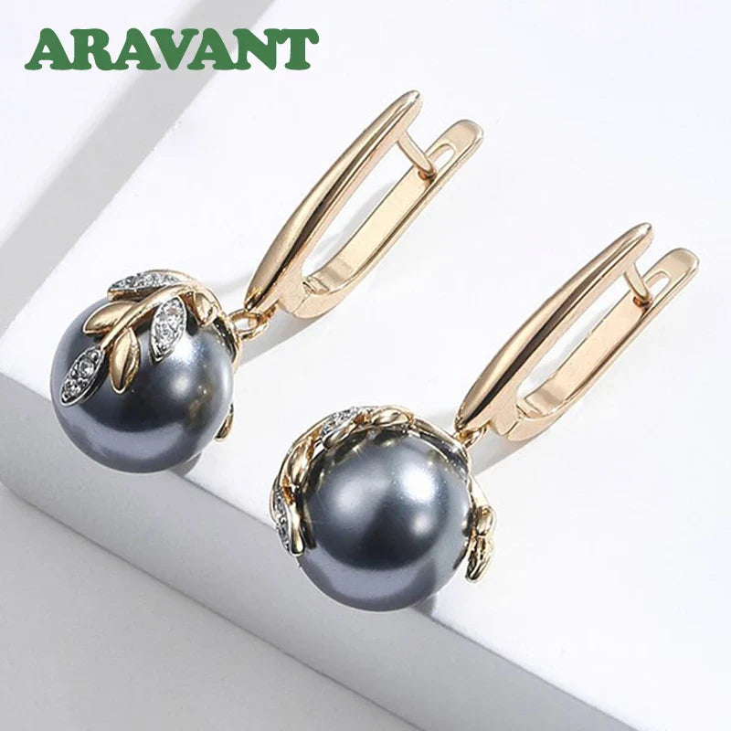 925 Silver 18K Gold Black Pearl Long Dangle Earring For Women Fashion Jewelry Gift Vera Lux