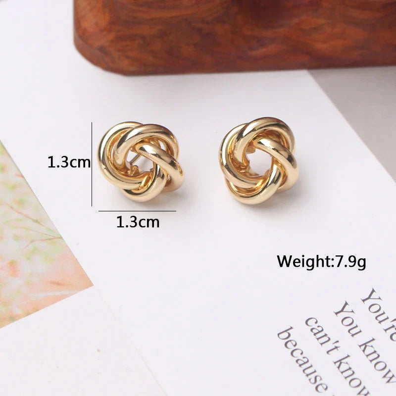 Tiny Metal Stud Earrings for Women Gold Color Twist Round Earrings Small Unusual Earrings boucles d'oreilles Fashion Jewelry Vera Lux