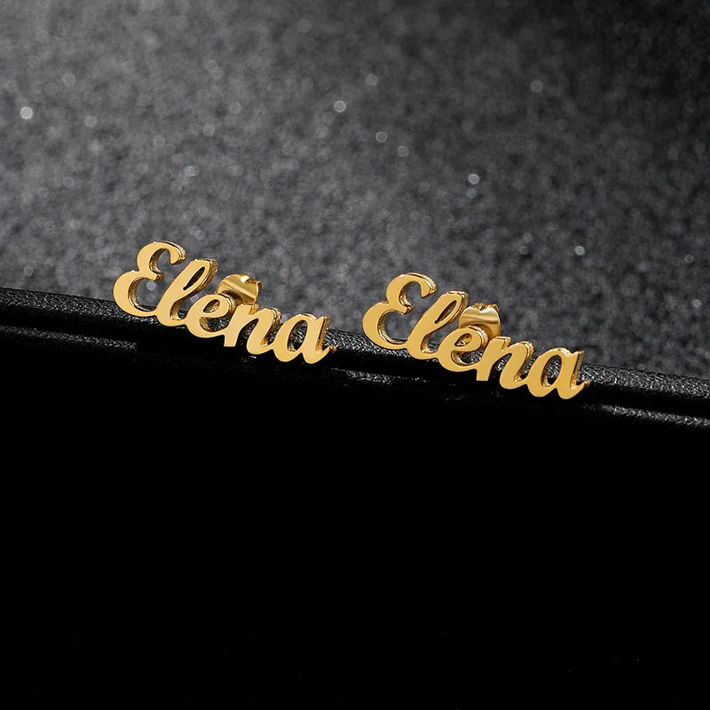 Custom Name Stud Earrings For Women Stainless Steel Earrings Any Pattern For Best Friend Girls Jewelry aretes de mujer Vera Lux