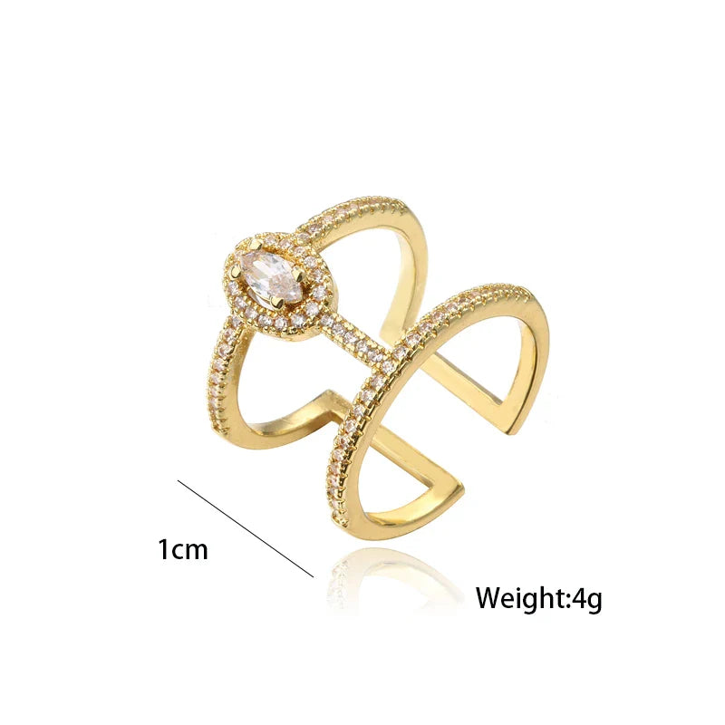 NEWBUY Fashion Gold Color Geometric Copper Ring Women Wedding Jewelry Hot Sale AAA+ Cubic Zirconia Finger Ring Femme Bijoux Vera Lux