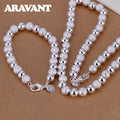 925 Silver Scrub Smooth Beads Bracelet Necklace Chains For Women Fashion Party Jewelry Vera Lux