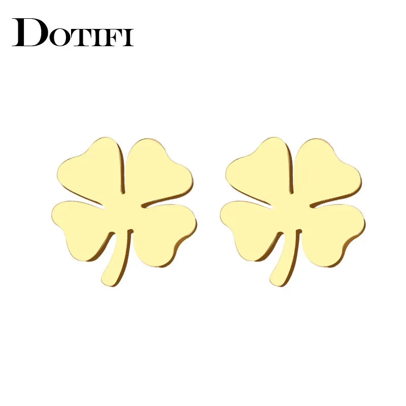 DOTIFI Stainless Steel Stud Earring For Women Man Clover Gold Color Lover's Engagement Jewelry Drop Shipping Vera Lux