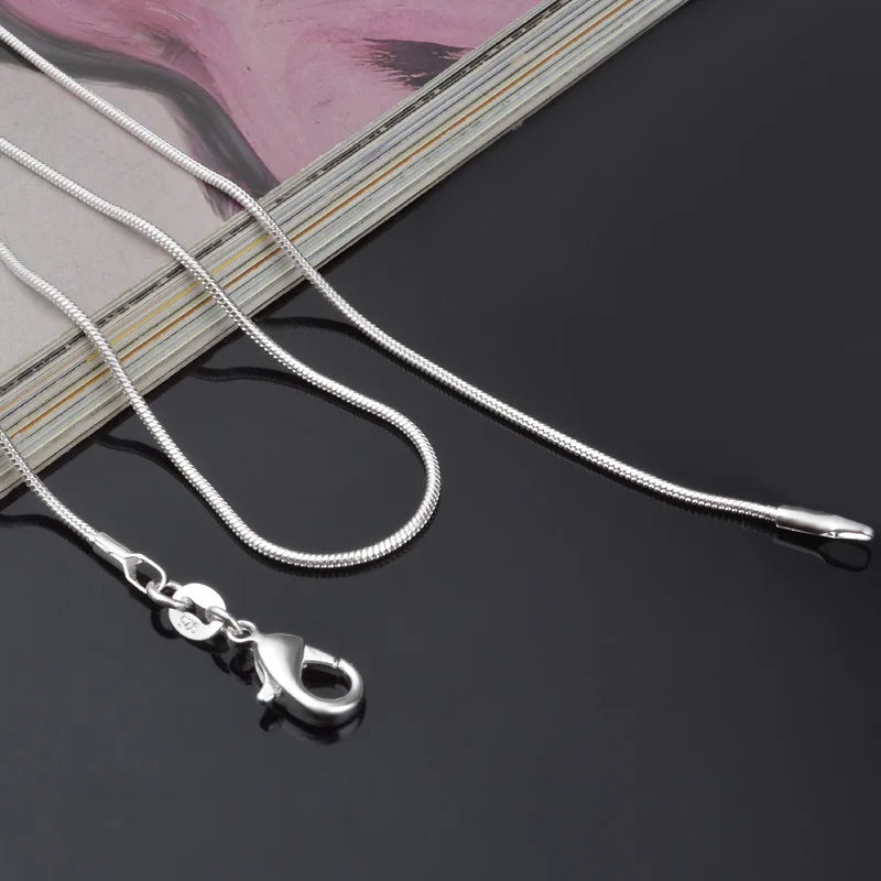1MM 2MM silver plated smooth Snake Chain stamped choker Necklace For women Jewelry 16 18 20 22 24 26 28 30 inch Dropshipping Vera Lux