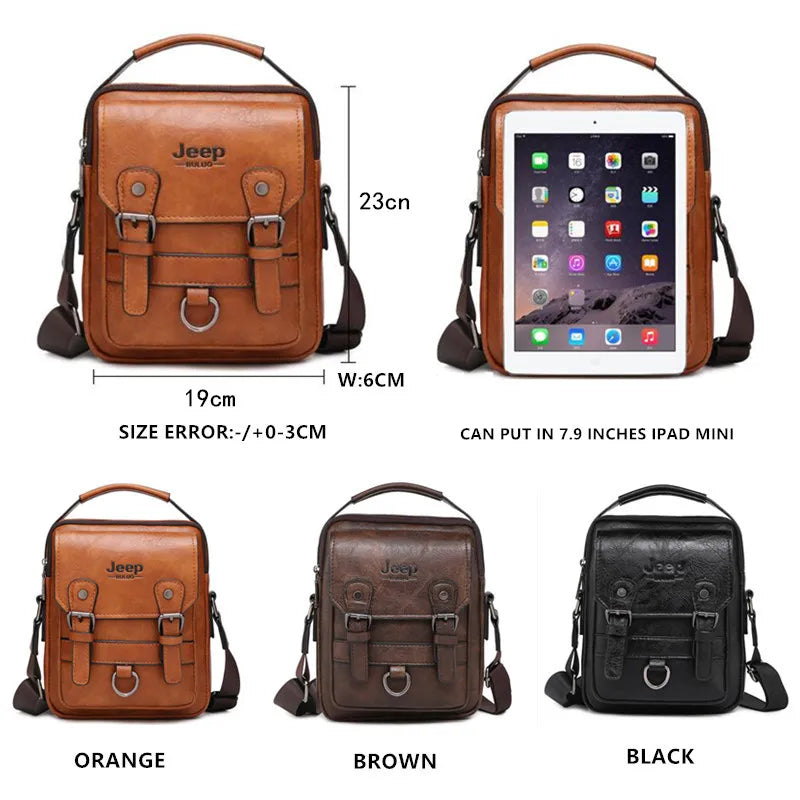 JEEP BULUO Multi-function Business Handbags Men New Man's Shoulder Bag Large Capacity Leather Messenger Bag Crossbody Big Brand Whatever the Treasure