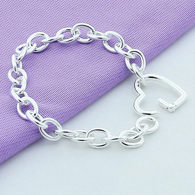 Women Bracelets Silver Heart Buckle Bracelet For Women Romantic Bracelets Silver 925 Jewelry Vera Lux