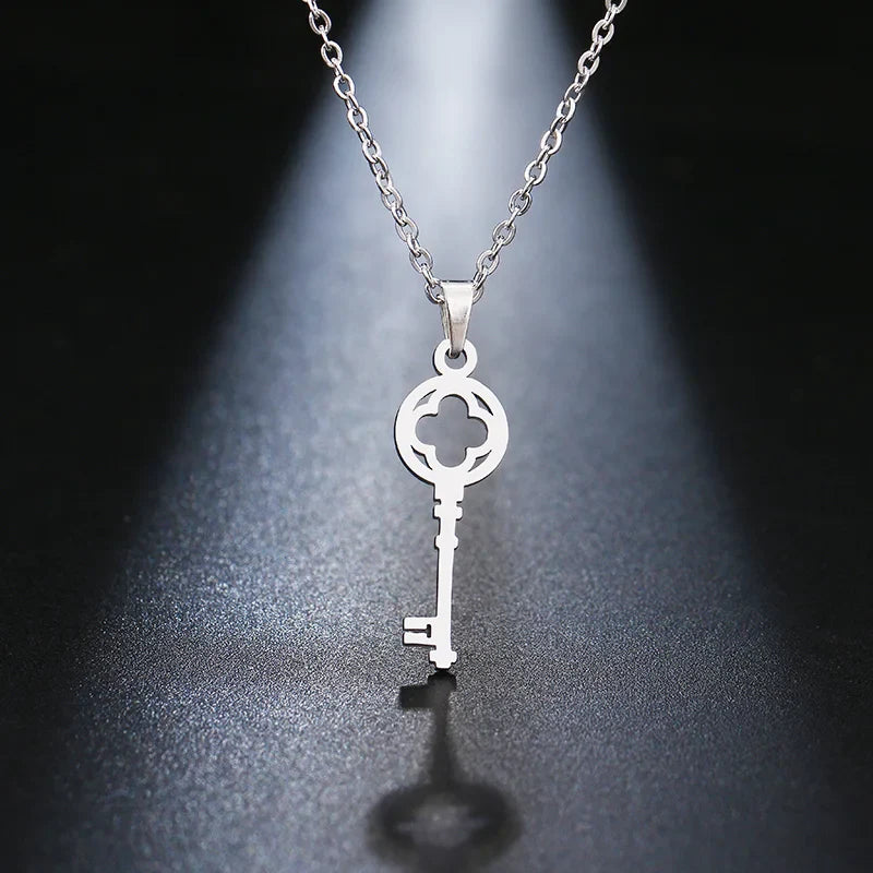 DOTIFI Stainless Steel Necklace For Women Lover's Fashion Key Pendant Clavicle Necklaces Valentine's Day Gift Card Jewelry Vera Lux