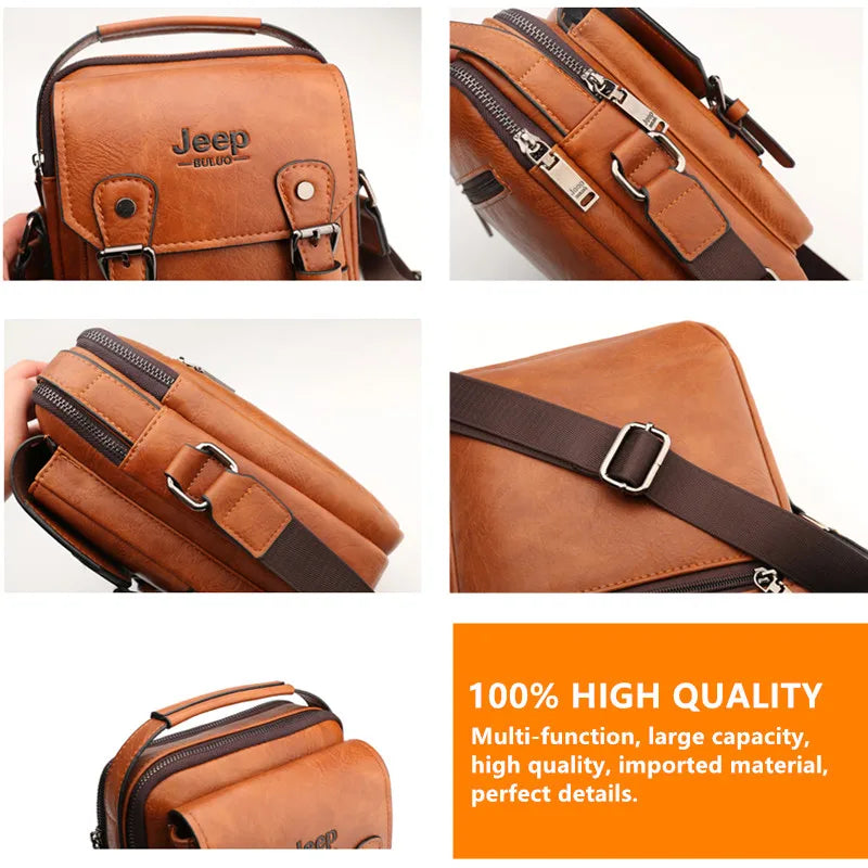 JEEP BULUO Multi-function Business Handbags Men New Man's Shoulder Bag Large Capacity Leather Messenger Bag Crossbody Big Brand Whatever the Treasure