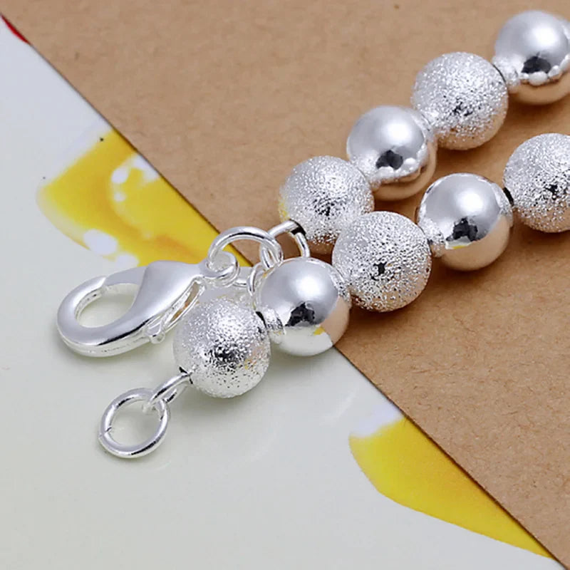 925 Silver Scrub Smooth Beads Bracelet Necklace Chains For Women Fashion Party Jewelry Vera Lux