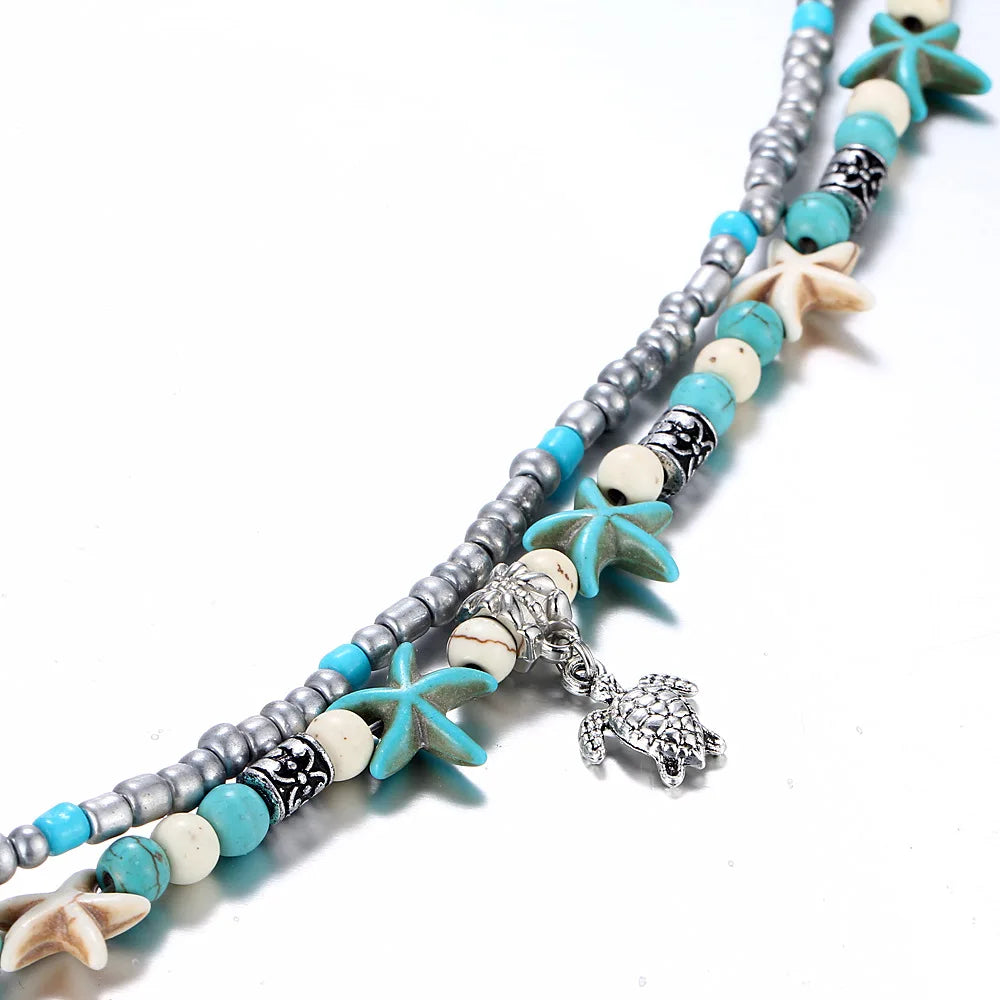 Bohemia Anklets For Women Shell Starfish Turtle Tree of Life Elephant Sandals Shoes Barefoot Beach Ankle Bracelet Foot Jewelry Vera Lux