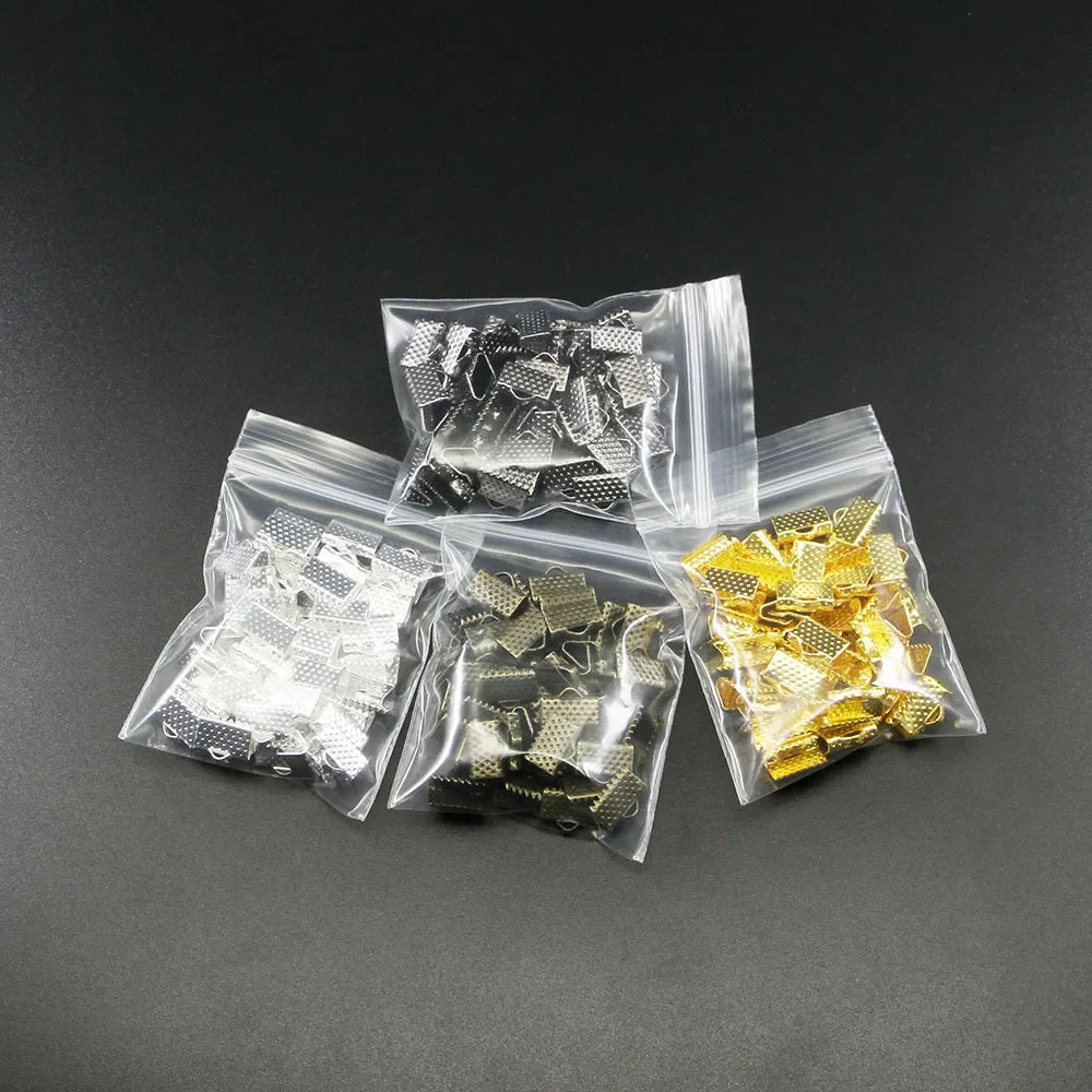 50pcs/lot Crimp Beads Cove Clasps Cord Leather Clip Necklace Bracelet Connectors End Caps For DIY Jewelry Findings Supplies Vera Lux