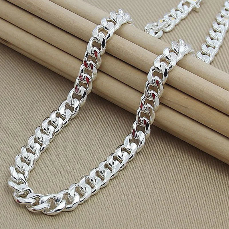 Aravant 10MM Men Necklace Chain 925 Silver Necklaces Fashion Jewelry Accessories Vera Lux