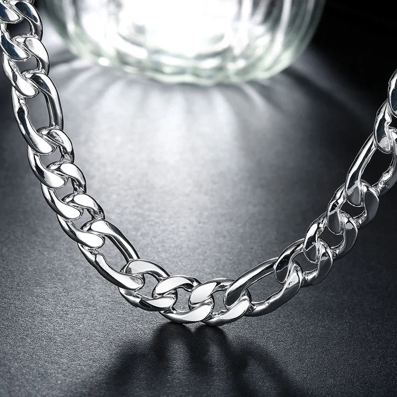 Aravant 925 Silver Simple 6MM 8MM Sideways Necklace Bracelet Chains For Men Women Fashion Jewelry Vera Lux