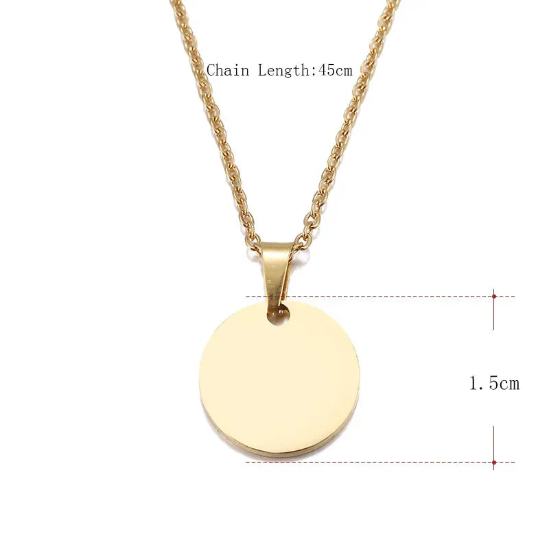 DOTIFI Stainless Steel Necklace Round Circle Pendant For Women Elegant Clavicle Rose Gol dNecklace Wedding Jewelry Wholesale Vera Lux