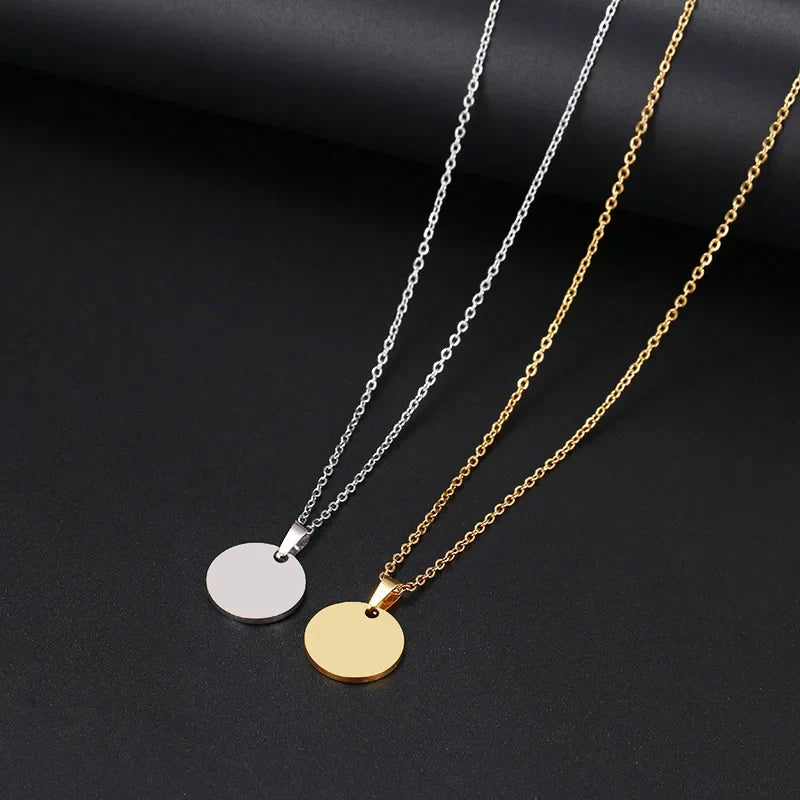 DOTIFI Stainless Steel Necklace Round Circle Pendant For Women Elegant Clavicle Rose Gol dNecklace Wedding Jewelry Wholesale Vera Lux