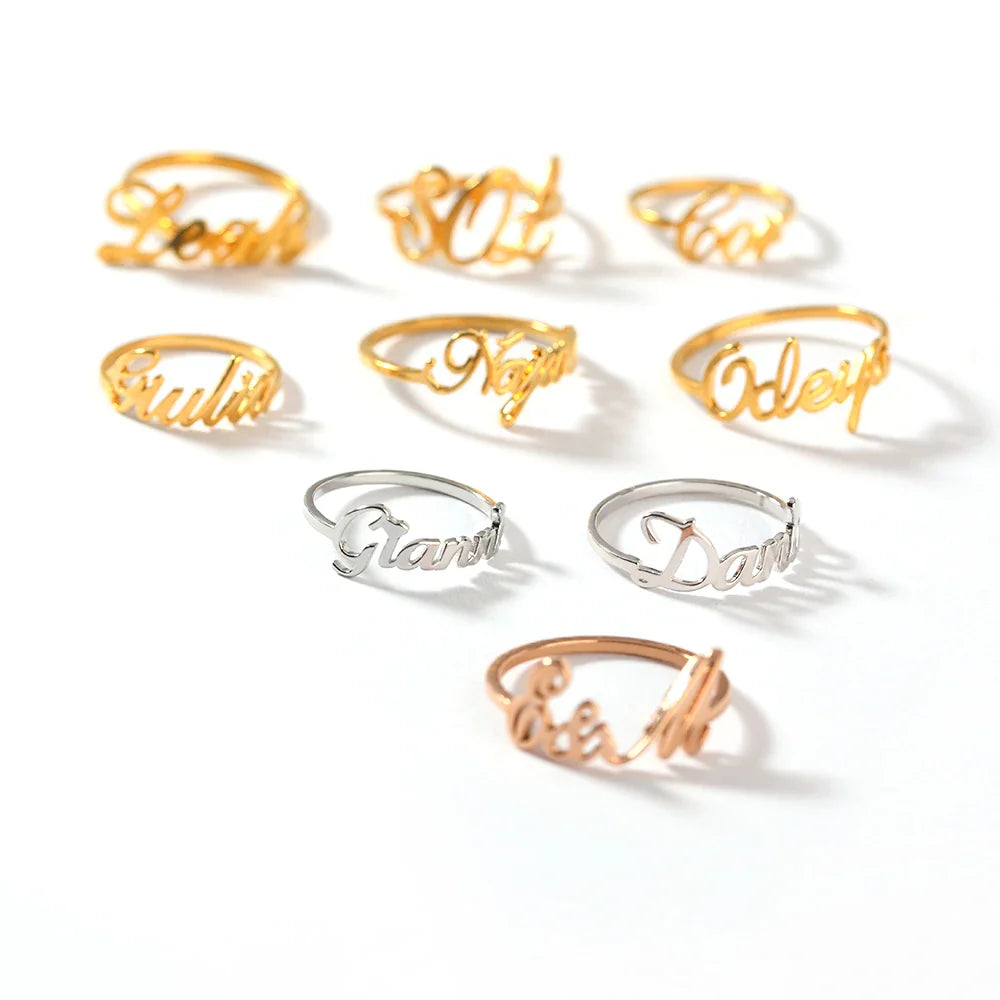 Custom Name Rings for Women Stainless Steel Gold Plated  Personalized Band Letter Initial Ring Wedding Jewelry Bijoux Femme 2023 Vera Lux
