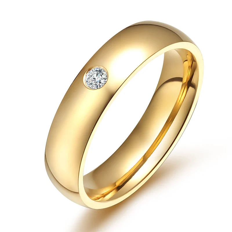 Vnox Classic Wedding Rings for Women Men Gold Color Stainless Steel Couple Band Anniversary Personalized Name Lovers Gift Vera Lux