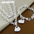 Aravant 925 Silver Bridal Jewelry Sets Love Heart Necklace Bracelets Set For Women Fashion Jewelry Vera Lux