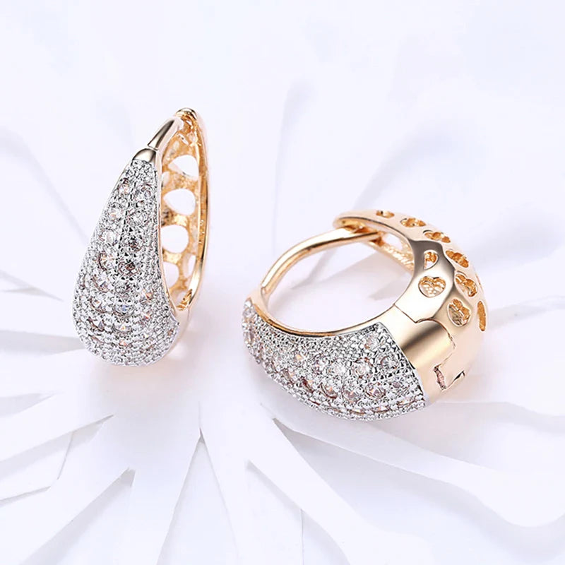 Aravant 925 Silver 18K Gold Zircon Crystal Hoop Earrings For Women Wedding Fashion Jewelry Vera Lux