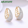 Aravant 925 Silver 18K Gold Zircon Crystal Hoop Earrings For Women Wedding Fashion Jewelry Vera Lux