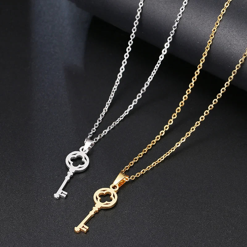 DOTIFI Stainless Steel Necklace For Women Lover's Fashion Key Pendant Clavicle Necklaces Valentine's Day Gift Card Jewelry Vera Lux