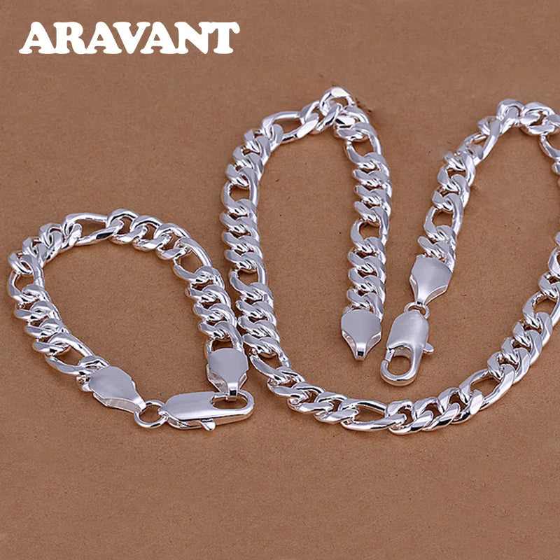 Aravant 925 Silver Simple 6MM 8MM Sideways Necklace Bracelet Chains For Men Women Fashion Jewelry Vera Lux