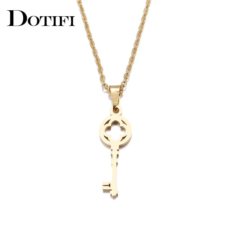 DOTIFI Stainless Steel Necklace For Women Lover's Fashion Key Pendant Clavicle Necklaces Valentine's Day Gift Card Jewelry Vera Lux