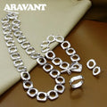 Aravant 925 Silver Square Earrings Rings Necklace Bracelet Set For Women Party Jewelry Christmas Gift Vera Lux